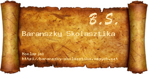 Baranszky Skolasztika névjegykártya